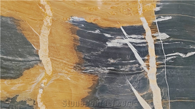 Golden Black Quartzite Slabs Polished Surface 20MM