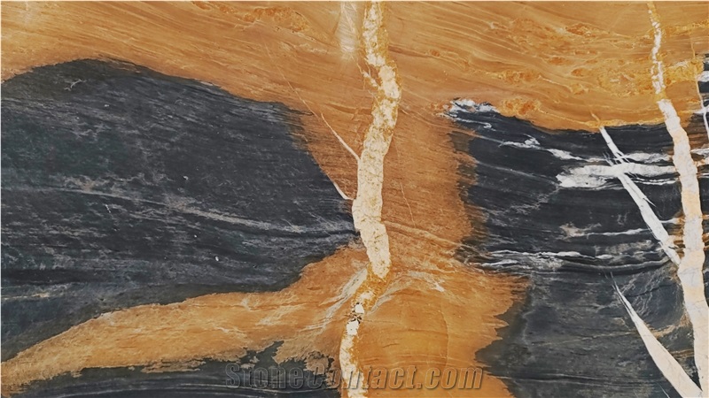 Golden Black Quartzite Slabs Polished Surface 20MM