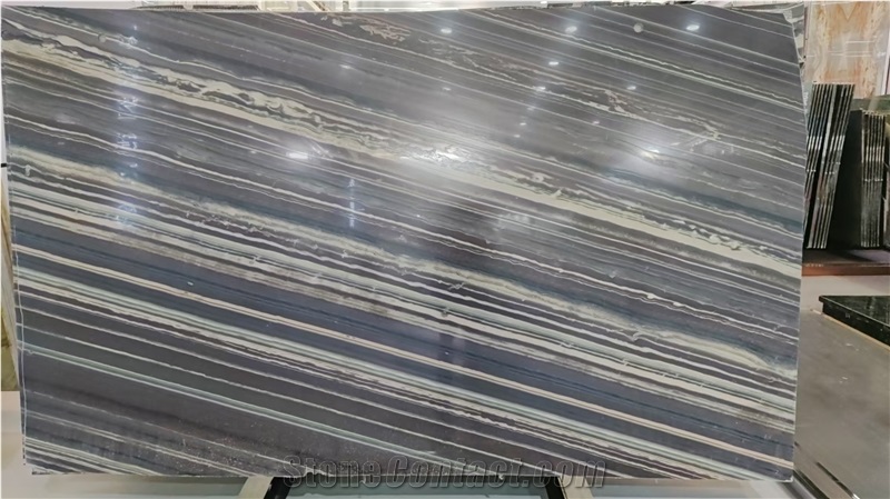 Silver Waved Marble Slabs For Bathroom Wall  Flooring Decor