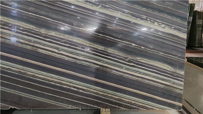 Silver Waved Marble Slabs For Bathroom Wall  Flooring Decor