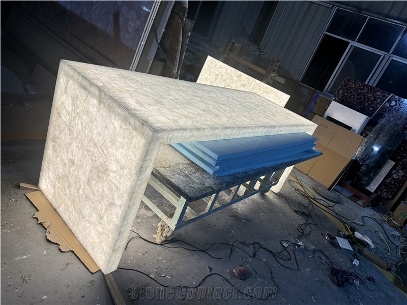 White Quartz Semiprecious Stone Slabs