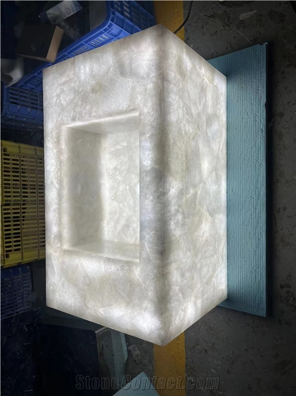 White Quartz Semiprecious Stone Slabs