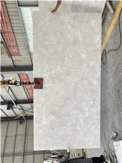 White Quartz Semiprecious Stone Slabs
