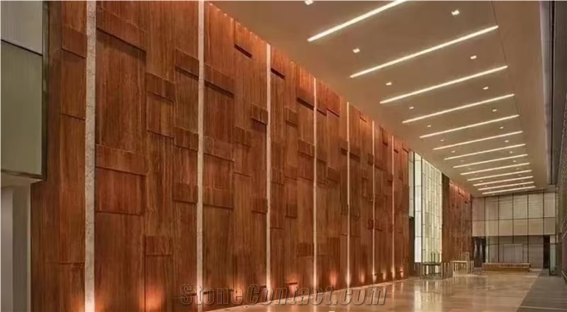 Iran Red  Travertine Slabs