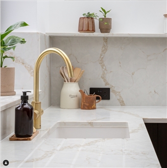 Calacatta Gold Artificial Quartz Slabs Horizon Top Factory