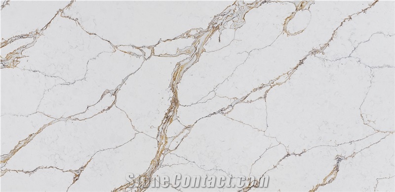 Calacatta Gold Artificial Quartz Slabs Horizon Top Factory