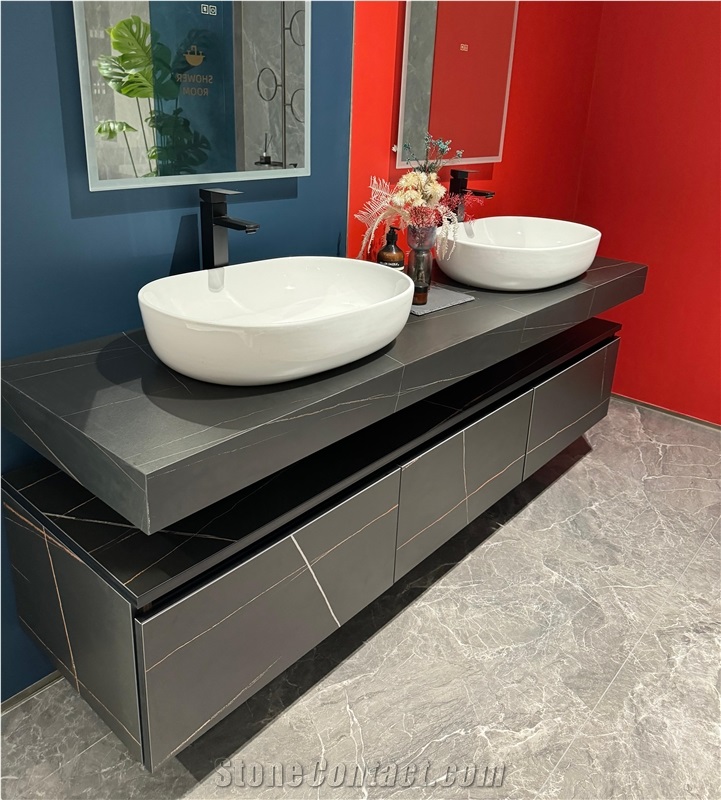 Sharon 12Mm Sintered Stone Slabs Foshan Factory Black