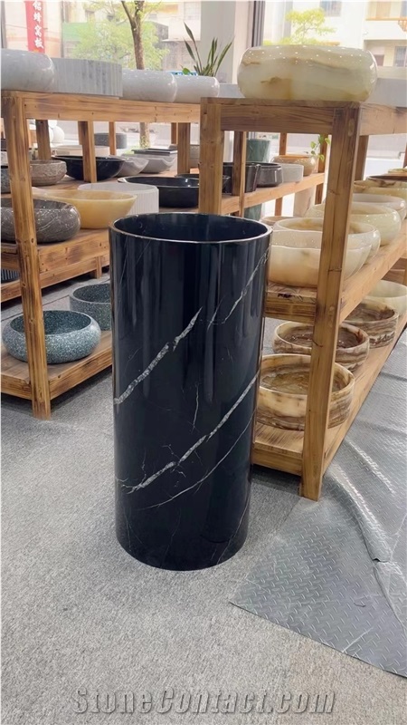 Polished Black Marble Freestanding Sinks