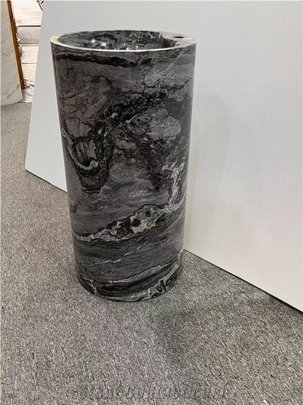 Polished Black Marble Freestanding Sinks