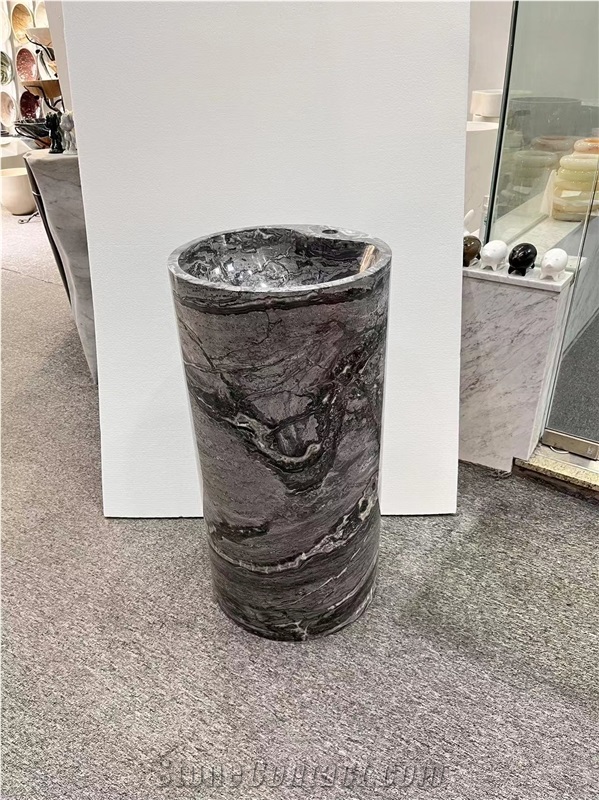 Polished Black Marble Freestanding Sinks