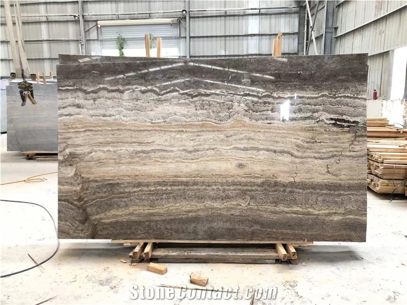 Polished Dark Silver Travertine Slabs
