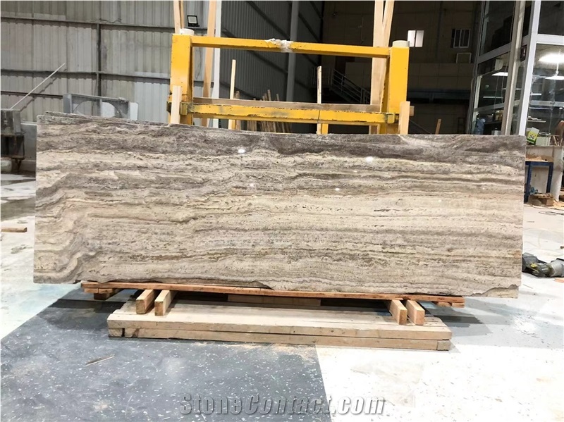 Polished Dark Silver Travertine Slabs