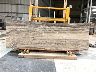 Polished Dark Silver Travertine Slabs