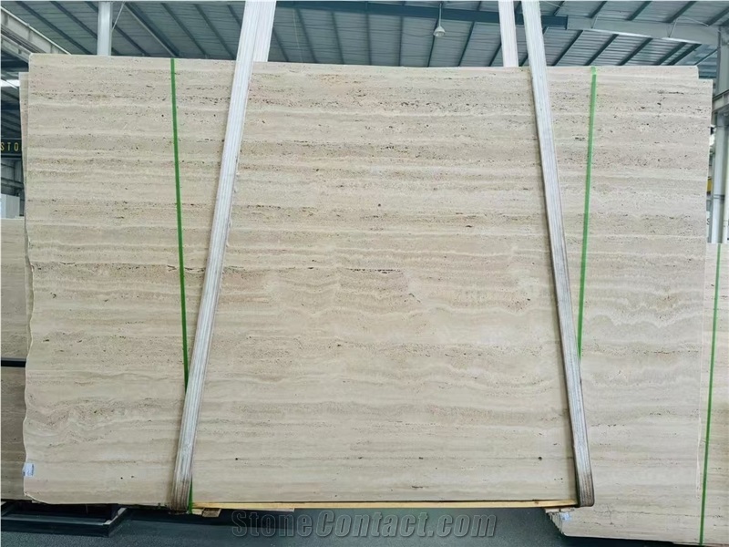 White Travertine Slabs Tile Wall