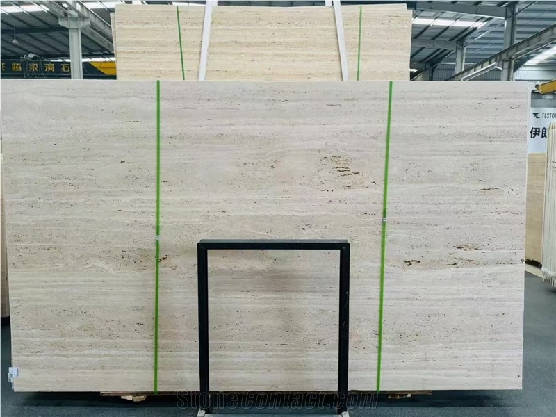 White Travertine Slabs Tile Wall