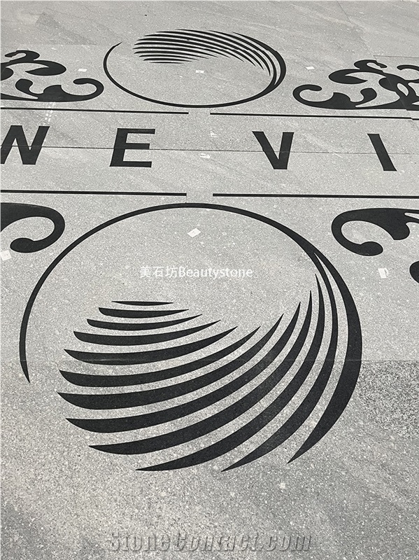 Granite Waterjet Medallions Pattern Logo Outside Flooring
