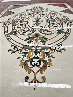 Luxurious Marble Waterjet Pattern Carpet Medallions Tile