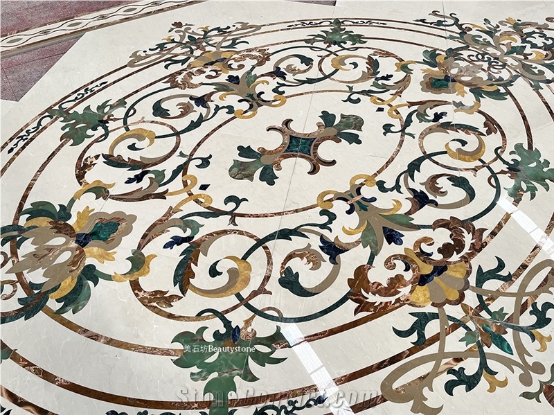 Luxurious Marble Waterjet Pattern Carpet Medallions Tile