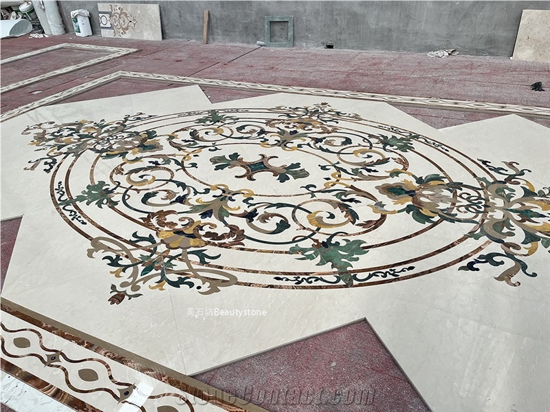 Luxurious Marble Waterjet Pattern Carpet Medallions Tile