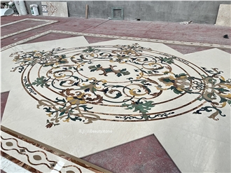Luxurious Marble Waterjet Pattern Carpet Medallions Tile