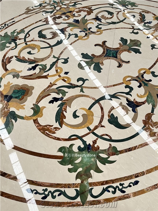 Luxurious Marble Waterjet Pattern Carpet Medallions Tile