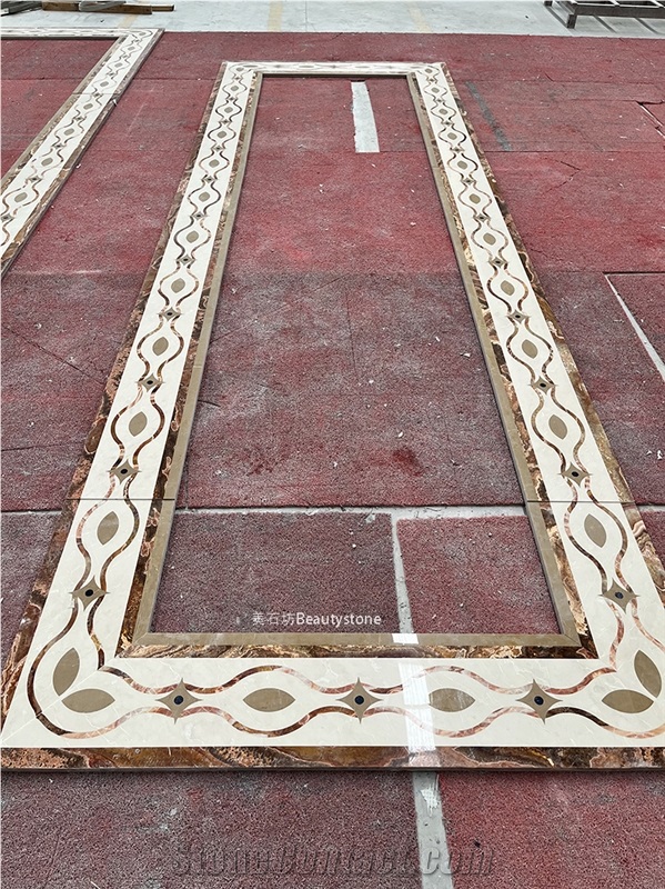 Luxury Waterjet Border Line Marble Tiles For Villa House