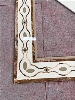 Luxury Waterjet Border Line Marble Tiles For Villa House