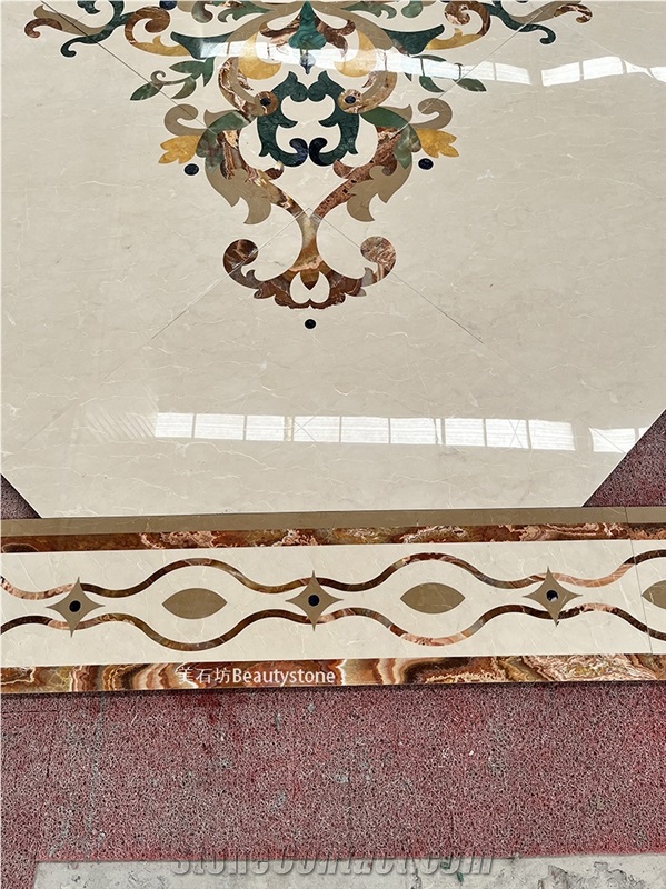 Luxury Waterjet Border Line Marble Tiles For Villa House