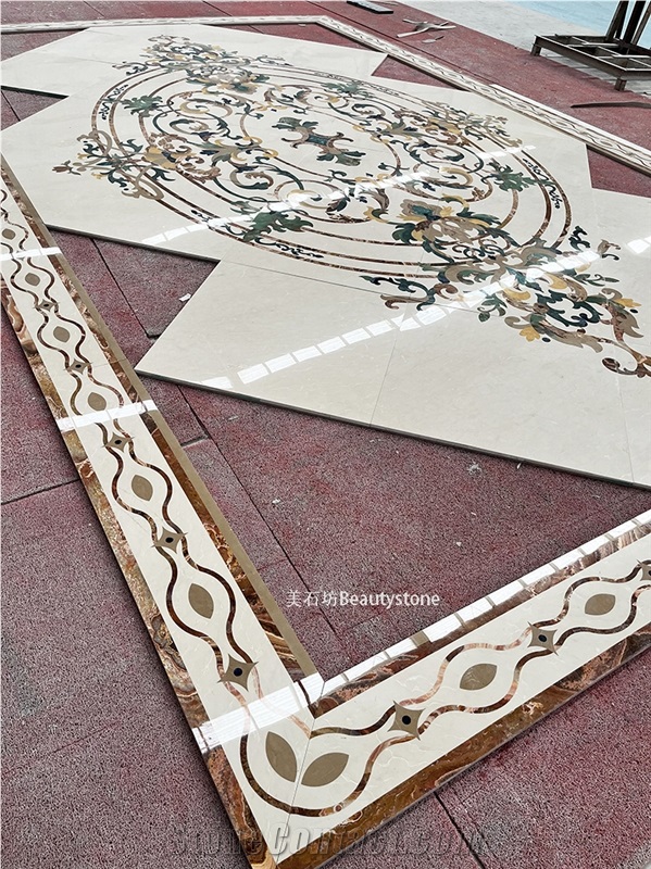 Luxury Waterjet Border Line Marble Tiles For Villa House