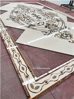 Luxury Waterjet Border Line Marble Tiles For Villa House