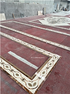 Luxury Waterjet Border Line Marble Tiles For Villa House