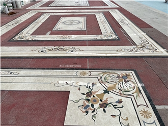 Marble Floor Waterjet Border Decos Frame Polished Tiles