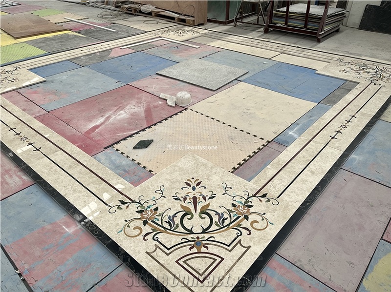 Marble Floor Waterjet Border Decos Frame Polished Tiles