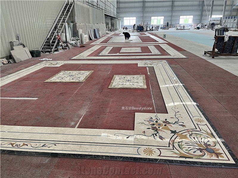 Marble Floor Waterjet Border Decos Frame Polished Tiles
