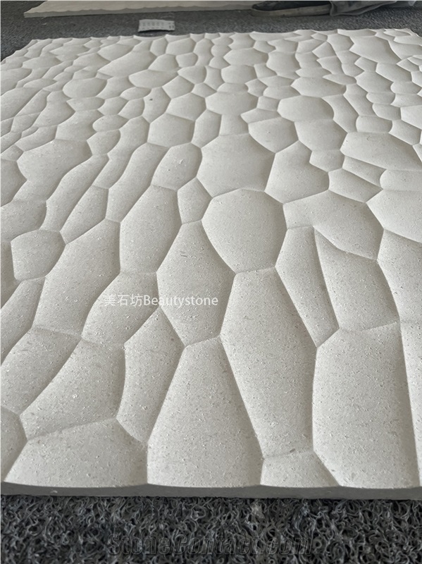 Porto Beige Limestone CNC Wall Panels For House Decoration
