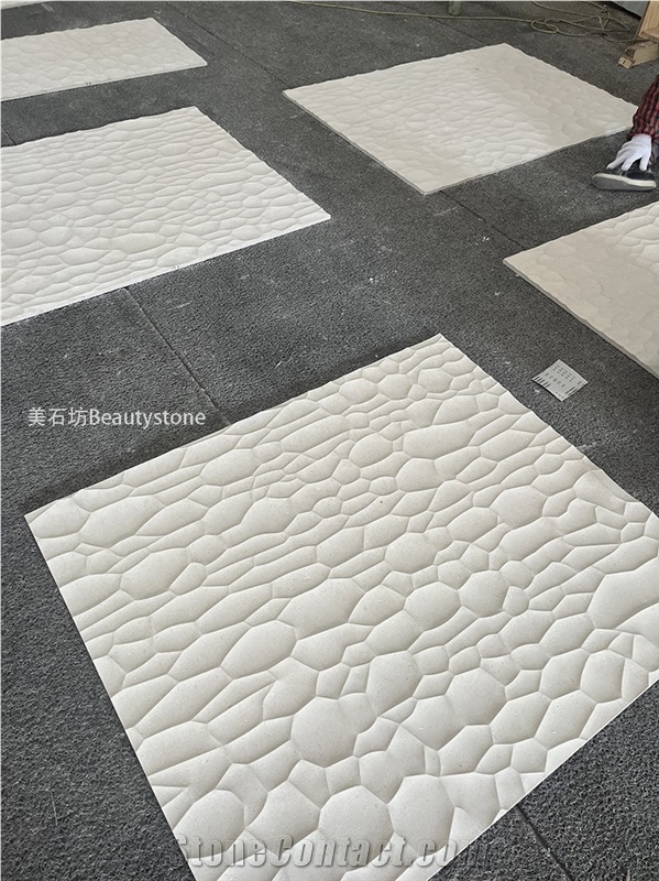 Porto Beige Limestone CNC Wall Panels For House Decoration