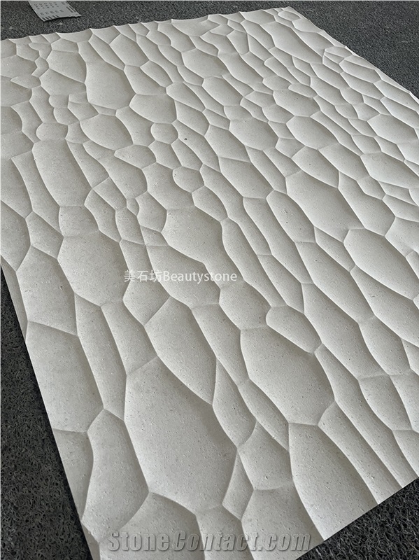 Porto Beige Limestone CNC Wall Panels For House Decoration