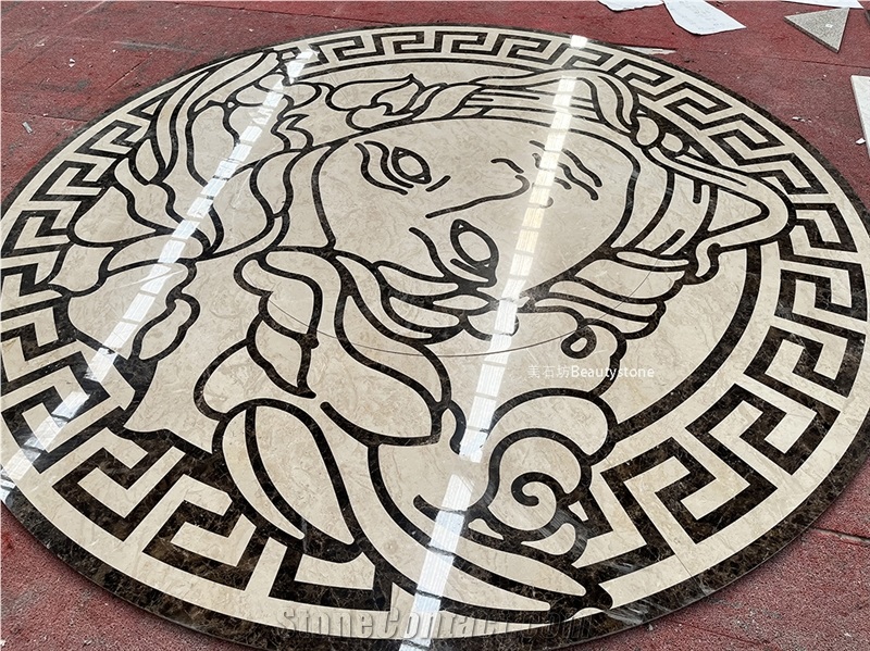 Versace Marble Logo Customized Waterjet Medallions Pattern