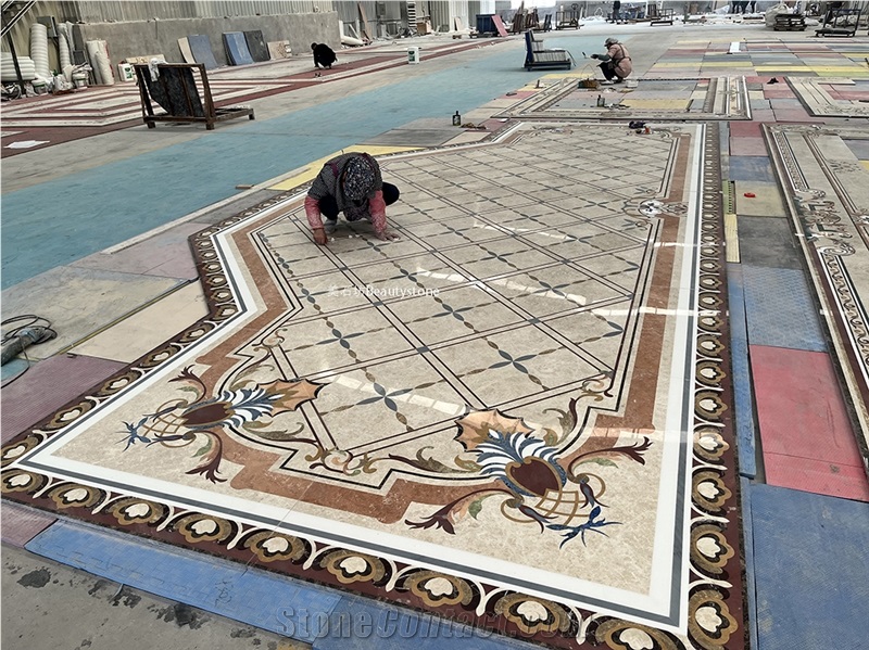 Waterjet Marble Medallions For Hallway Floor Inlay Pattern