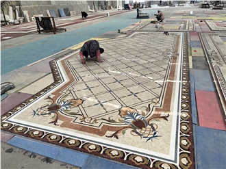 Waterjet Marble Medallions For Hallway Floor Inlay Pattern