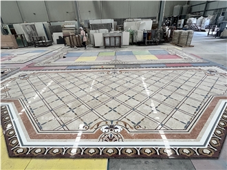 Waterjet Marble Medallions For Hallway Floor Inlay Pattern