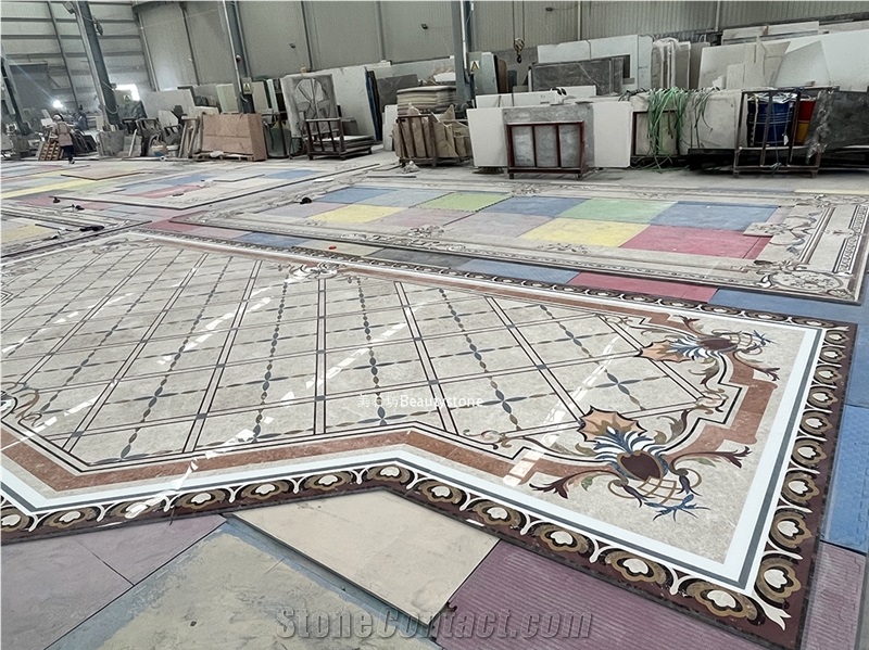 Waterjet Marble Medallions For Hallway Floor Inlay Pattern