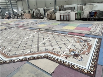 Waterjet Marble Medallions For Hallway Floor Inlay Pattern