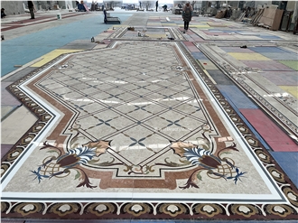Waterjet Marble Medallions For Hallway Floor Inlay Pattern