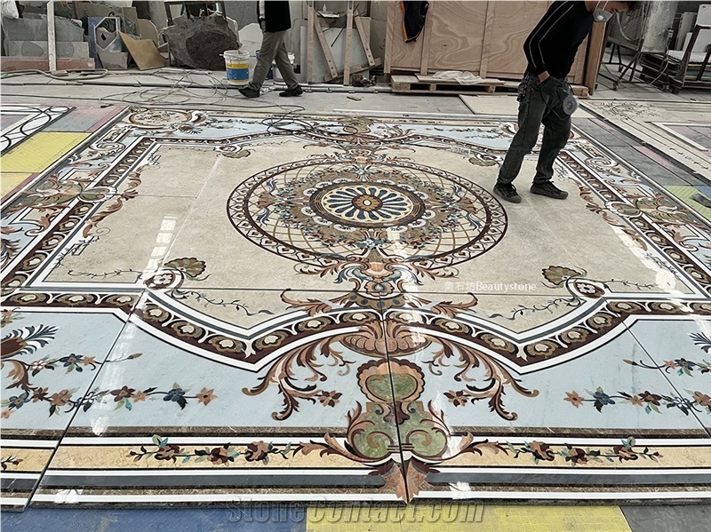 Waterjet Marble Medallions For Hallway Floor Inlay Pattern