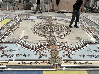 Waterjet Marble Medallions For Hallway Floor Inlay Pattern
