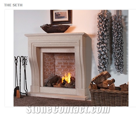 Moca Creme Limestone Fireplace Mantel