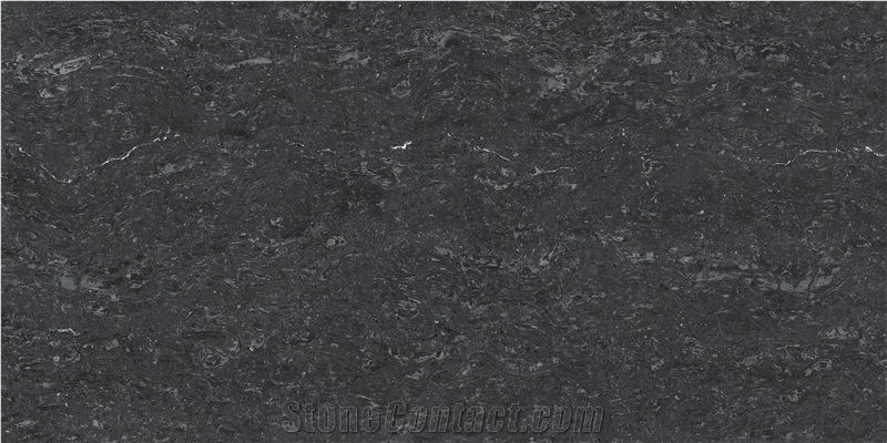Black Travertine Unglazed Polish  Porcelain Tiles