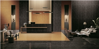 Black Travertine Unglazed Polish  Porcelain Tiles