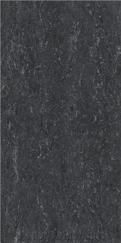 Black Travertine Unglazed Polish  Porcelain Tiles